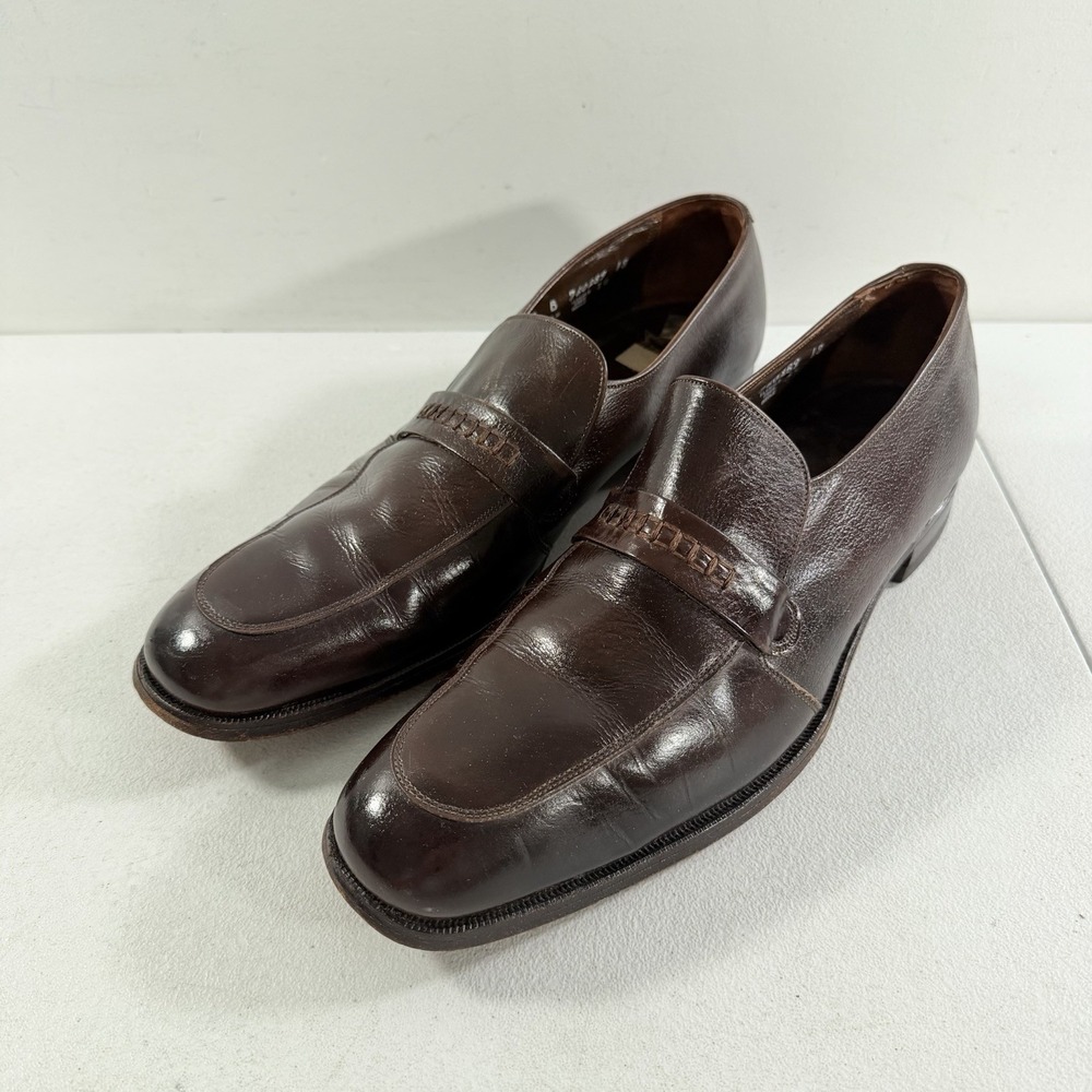 Vintage Florsheim Brown Burgundy Leather Loafer Shoes Men's Size 12 B 31284